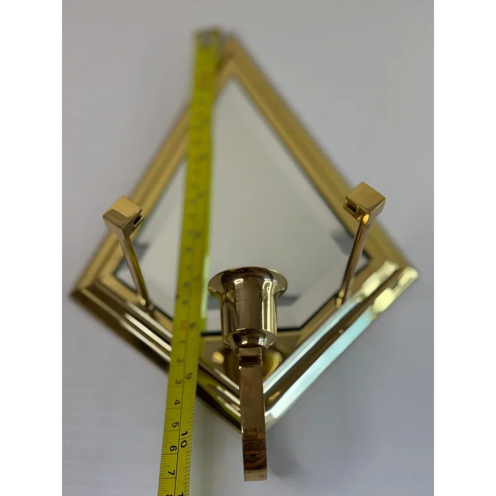Vintage PartyLite Infinity Brass Mirrored Wall Candle Sconce
